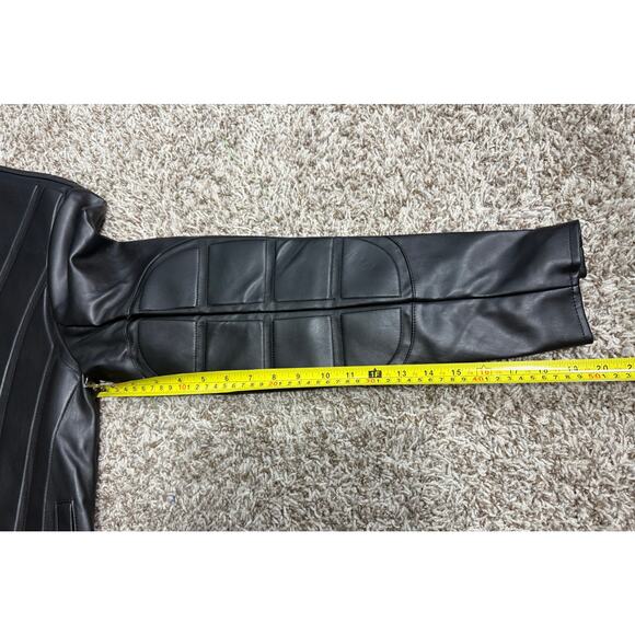 Nova Men Moto Biker PU Leather Jacket Sz M Black Quilted Padded Streetwear - Picture 8 of 8